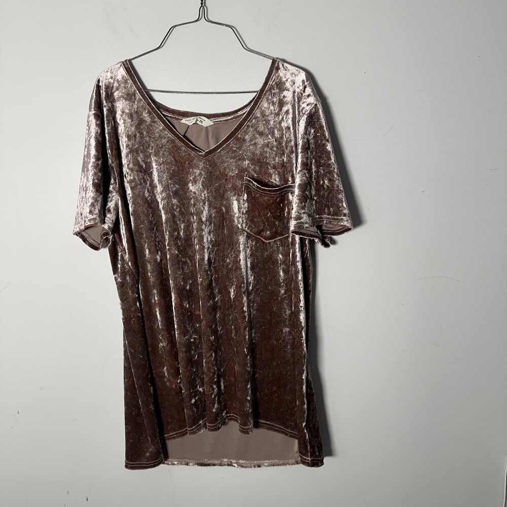 EUC Spring + Mercer Womens Velvet Leggings Tee XXL Pink Light Purple